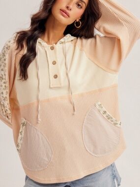 NWT Hem & Thread mix media hoodie